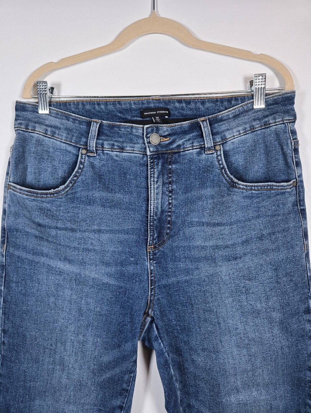 Universal Standard Seine High Rise Skinny Cuffed Cropped Denim Jeans Size 14 - Picture 3 of 14